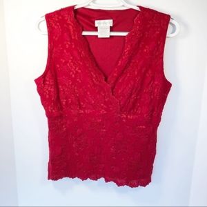 Worthington Red Lace Sleeveless Top